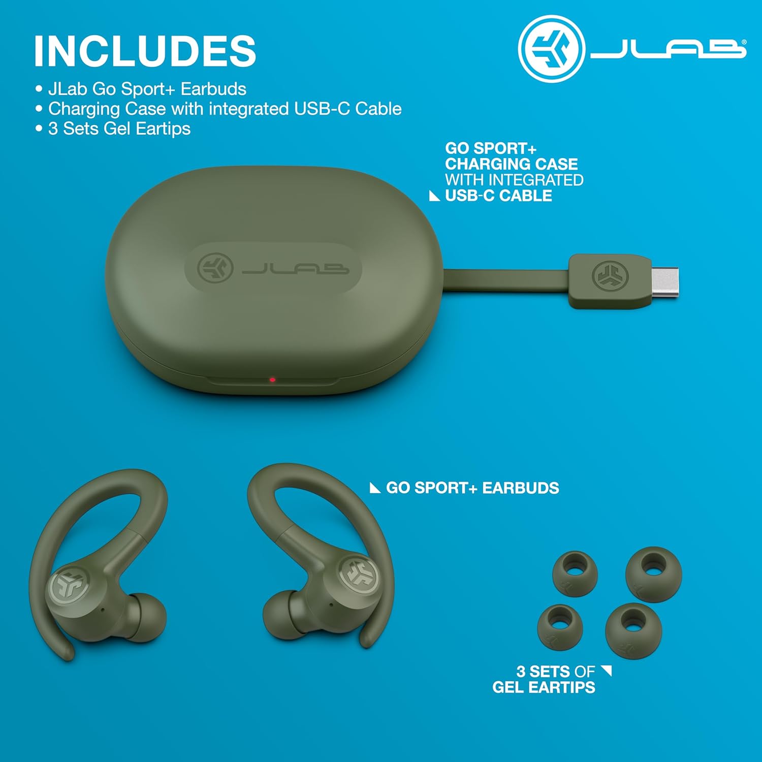 JLab, Go Sport+, True Wireless Workout Earbuds, Bluetooth Sport Earbuds, Clear Calling, Graphite - Image 4
