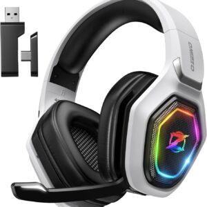 Ozeino Wireless Gaming Headset for PS5, PC, Switch| Lossless Audio-40H Batt | Play & Charge, 2.4GHz USB & Type-C, Flip Mic, Works with PS4, Mac, laptop, mobile, Ideal for FPS, RPG